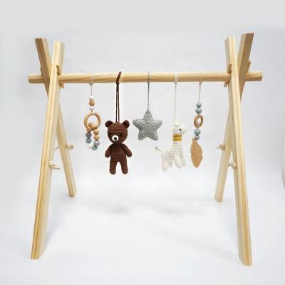 China Educational Toy Hanging Toys For Baby Gym Activity Gym Sight Mat Wooden Baby Play Gym for sale