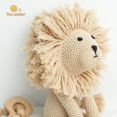 China Plush Knitted Soft Dolls Stuffed Plush Cotton Handmade Kids Toys Lion Crochet Amigurumi for sale