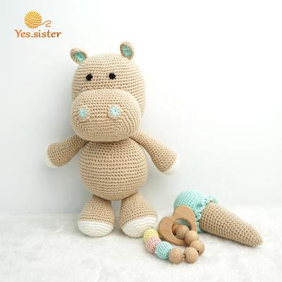 China Educational Handmade Plush Hippo Crochet Hippo Doll Amigurumi Toys for sale