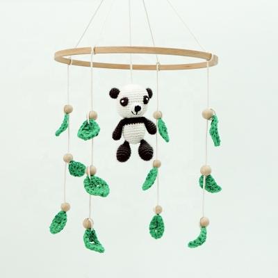 China Soft Handmade Panda Crib Baby Gift Crochet Hanging Toy Montessori Set Baby Mobile Wood for sale