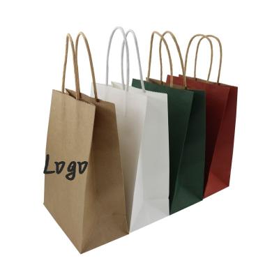 China Recyclable / Durable Recycling Kraft Paper Gift Wrapping Bags Custom Shopping Paper Bags With Custom Printed Logo for sale