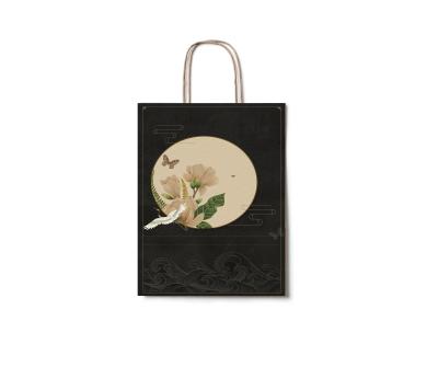 China Recyclable Chinese Style Festival Gift Packing Eco-friendly Kraft Paper Bags With Custom Printed Logo for sale