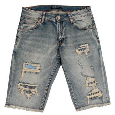 China Wholesale DiZNEW 2022 Distressed Biker Mesh Breathable Shorts Men Plus Size Summer Denim Shorts for sale