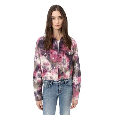 China DiZNEW Breathable Custom High Quality Tie Dyed Color Womens Jeans Jacket for sale