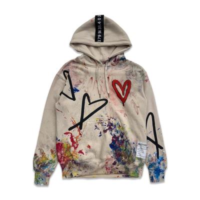 China Multicolor DiZNEW quality paint splatter pullover hoodie waterproof luxury large splatter loose hoodies with drawstring for sale