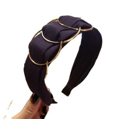 China Fashion New Design Fashion Handmade Metal Hair Accessories Wide Cloth Hair Band Women for sale