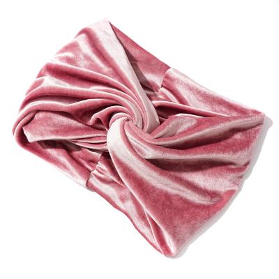 China Fashion New Arrival Women Hair Accessories Plain Color Velvet Women's Turban Headband Soft Elastic Hair Bands Girl Elastic Headband for sale