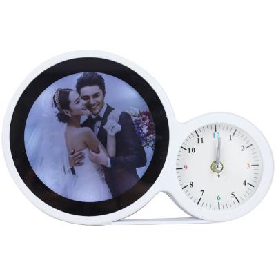 China Envrioment Friendly White Plastic Frame Magic Mirror Picture Frame With Clock for sale