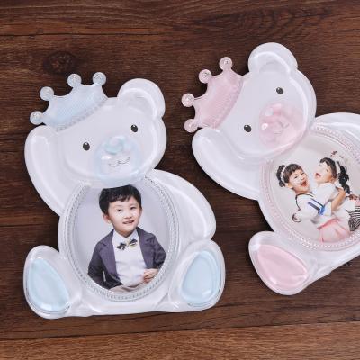 China Lovely Bears Baby Frame Baby Birthday Party Decoration Ellipse Gifts Mini Newborn Photo Frame Eco-Friendly Baby Pictures for sale