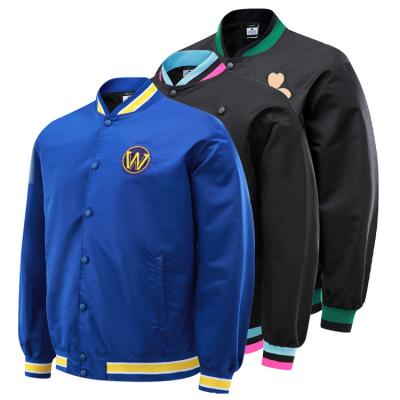 China Waterproof 2021 Custom Mba Satin Varsit y Bomber Jacket Winter Baseball Jacket Men Baseball Jacket for sale