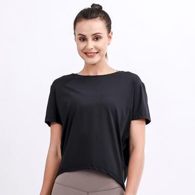 China 2021 Free Sample Custom Breathable Yoga Tops T-shirt Women Fitness Shirt Yoga Short Sleeve New Wear for sale