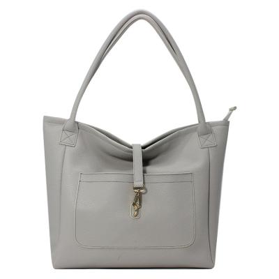 China Weiche lederne Schultaschen-Handtaschen Gray Vegan Leather Tote Bag PUs zu verkaufen