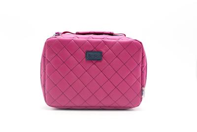 China Square Leather Cosmetic Bags 8.5cm Pink Leather Makeup Bag for sale