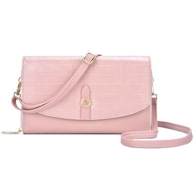 China Polyester Lining Female Crossbody Bag 7cm 20cm Pink Leather Sling Bag for sale