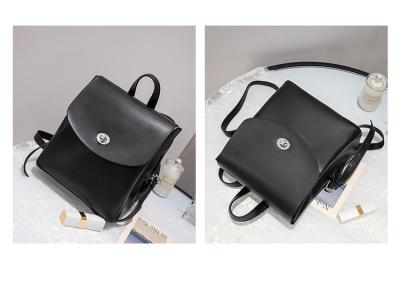 China 21cm 24cm Black Leather Rucksack ODM Convertible Bucket Bag Backpack for sale