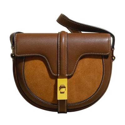 China Niche Female Crossbody Bag PU Vintage Leather Saddle Bag for sale