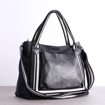 China Bolso negro del viaje del zurriago de tres de la correa bolsos de nylon de las mujeres en venta