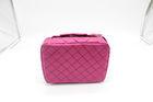 China Rose Red Leather Cosmetic Bags 24cm 8.5cm 17cm Personalised Leather Makeup Bag for sale