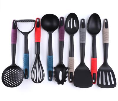 China Sustainable Household Black Cooking Tools Non Slip Silicone Kitchenware Set for sale