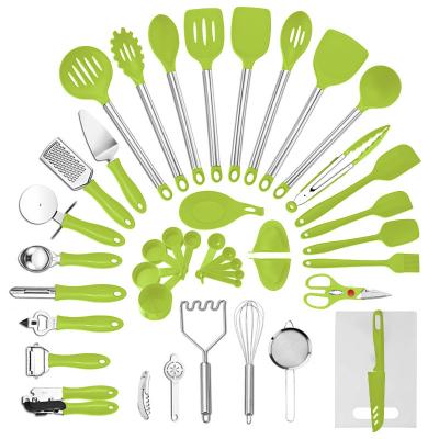 China Viable Factory Wholesale Silicone Kitchenware Set Cooking Tools 24 Pieces Silicone Kitchen Accessories for sale