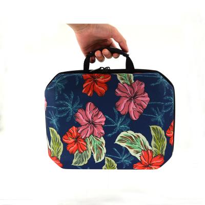 China Custom EVA Case Colorful Knitted Fabric EVA Foam Case Make Up Firm Rubber Travel Carrying Case Handle Case for sale