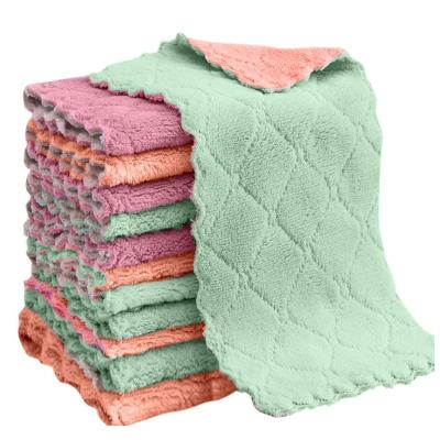 China 4 Color Household Viable Microfiber Cloth Absorbent Kitchen Towel Dish Wash Absorbent Lint Free Cloth for sale