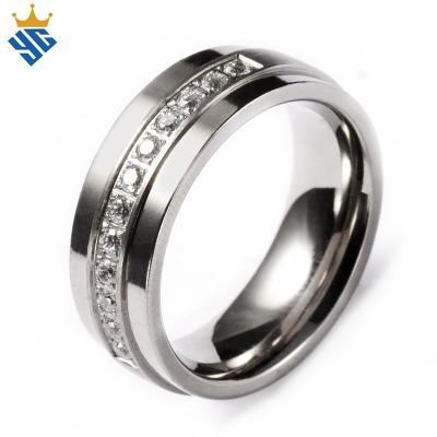 China Custom Made Cubic Zirconia Women Ring Size Fine Titanium Jewelry CLASSIC Fine Titanium Stainless Steel Ring for sale