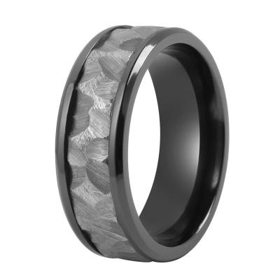 China TRENDY Tungsten Ring Designs Jewelry Black Zirconium Ring Wholesale for sale