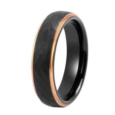 China Cool FASHIONABLE Black and Gold-color Tungsten Ring For Men's Jewelry 6MM Black Tungsten Carbide Ring for sale