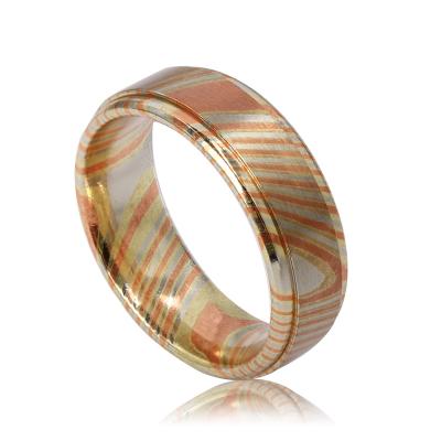 China Fashionable Damascus Mokume Design Copper Ring Mokume Gane Ring Men Wedding Band for sale