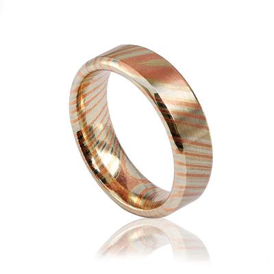 China Copper Stainless Steel Mokume Gane Ring Men Wedding Band Fashionable Fit Style Comfort Damascus for sale