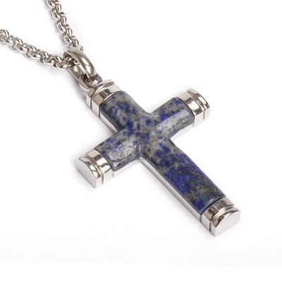 China FASHIONABLE Wholesale Stainless Steel Inlay Necklace Natural Stone Pendants for sale