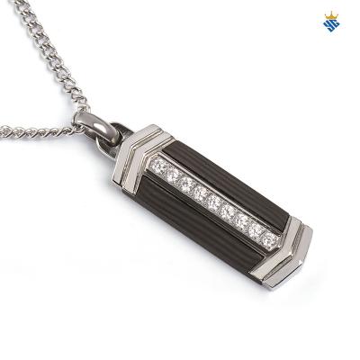 China Other Top Grade Stainless Steel With Carbon Fiber Inlay Pendant Necklace Jewelry Men for sale