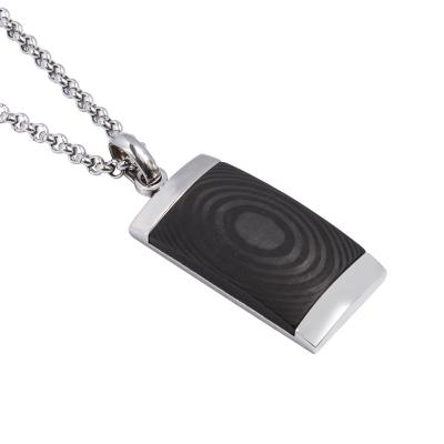 China FASHIONABLE Trendy Jewelry Mens Stainless Steel With Carbon Fiber Necklace Pendant for sale