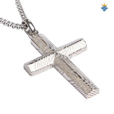 China Wholesale CLASSIC Premium Quality Mens Jewelry Manufacturer Damascus Stainless Steel Cross Necklace Pendants for sale