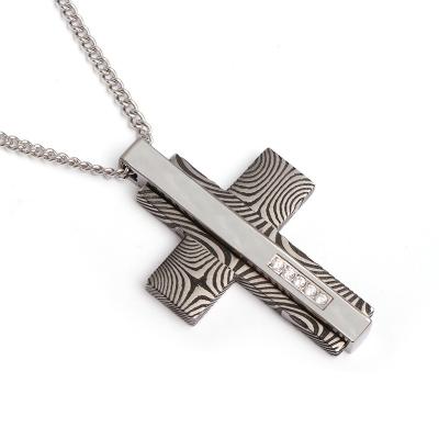 China FASHIONABLE Custom Image Pendant Necklace Mens Jewelry Damascus Steel Logo Pendant for sale