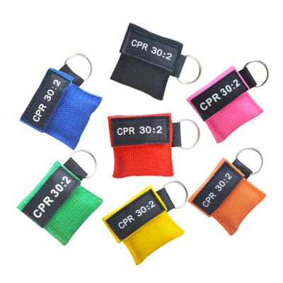 China PP Belt Mini CPR Hot Sale Disposable Life Key/CPR Face Shield/CPR Mask Key Chain One Way Valve for sale