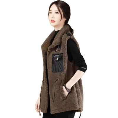 China Sidiou Group New Lambskin Breathable Mid Length Wool Padded Waistcoat Gilet Outer Wear Winter Ladies Vest Jacket for sale