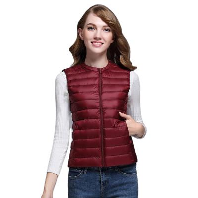 China Sidiou Waterproof Group New Light Down The Thin Sleeveless Short Round Large Size Vest Ladies Vest All-match Neck Vest for sale