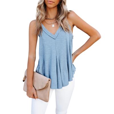 China Sidiou Group Breathable Ladies Spring Loose V-Neck Edge Cotton Sleeveless Top Irregular Vest Summer Loungewear Fashion Vest For Women for sale