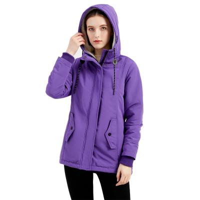 China Sidiou Group Winter Autumn Jacket Breathable Woman Waterproof Plus Velvet Hooded Coat Solid Color Thick Casual Cotton Outdoor Jackets for sale