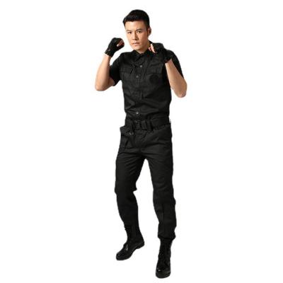 China Security Guard Workwear Sidiou Group Custom Cotton Shorts Sleeve Black Shirts and Pants Work Wear Security Guards Tactical Military Uniform Set for sale