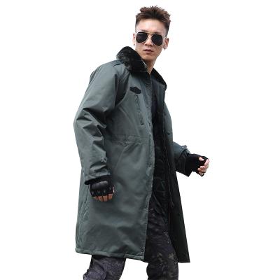 China Group Winter Windproof Sidiou Army Mid Length Coats For Work Unisex Thickened Warm Security Uniform Cotton Windproof Jacket for sale