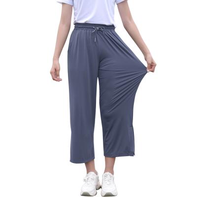 China Sidiou Drawsting Wide Leg Pants Group Ankle Length Pants Anti Elastic Waist Quick Dry Breathable UV Loose Casual Women QUICK DRY Trousers for sale