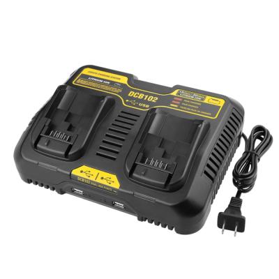 China Power Tool Battery Charger High Quality Li-ion DCB102 Universal Dual Access The Power Tool Battery Charger With 5V/3A USB Ports For DeWalts 10.8V 14.4V 18V 20V for sale