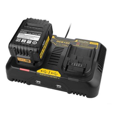 China Factory 12/20V Max 6A Power Tool Battery Charger/Dual Charger DCB102 Charging Station for DEWALT 12V - 20V MAX Lithium-Ion Batteries for Charging Cell Phones for sale