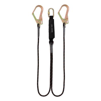 China Safety Devices HT-507Y CE Standard Double Hook Safety Polyester Webbing With Twin Lanyard Energy Absorber for sale