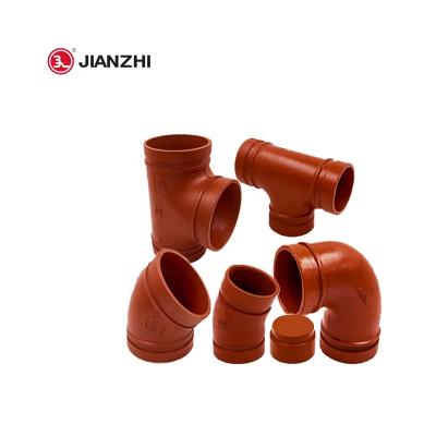 China High Durability JIANZHI High Quality 90 Degree Elbow Malleable Iron Grooved Pipe Fittings For Fire Fighting System for sale