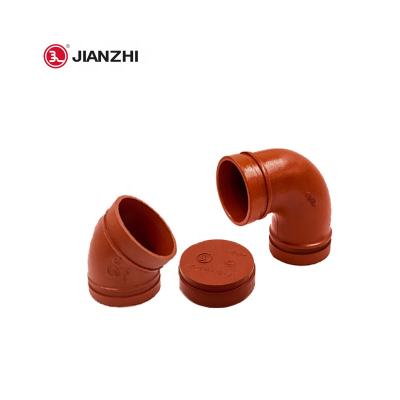 China High Durability JAINZHI 90 GI Fire Fighting 130 Degree Elbow Grooved ffittings for sale