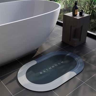 China Washable Bathroom Water Absorbent Rug Set Rubber Door Mats Diatom Mud Floor Mat Kitchen Carpet Anti Slip Diatomite Bath Mat for sale